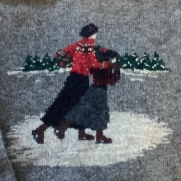 Ralph Lauren Vintage Lambswool Turtleneck Sweater Gray LP Ice Skating - Picture 3 of 12